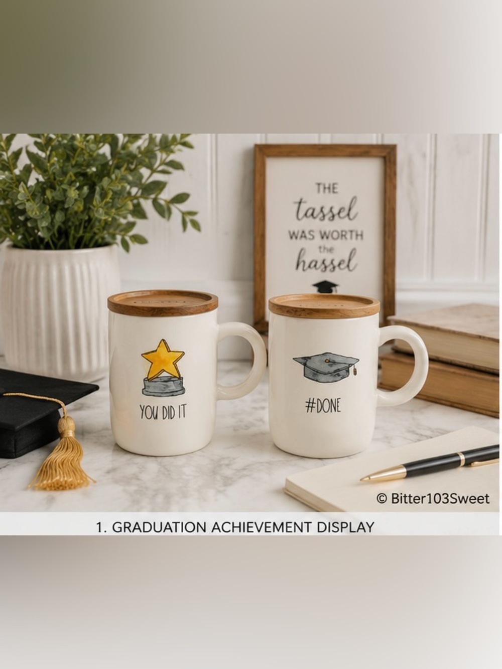 Rae Dunn Graduation Mug Set | “You Did It” & “#DONE” Ceramic Coffee Mugs